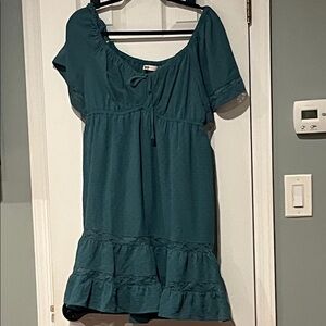 Teal Short Sleeve Babydoll Dress size large NWOT
